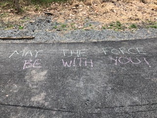Chalk Message on Trail